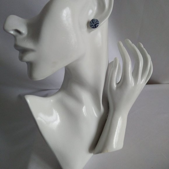 Handmade blue polymer clay earrings. Boucles d'oreilles fait à la main - Picture 4 of 7